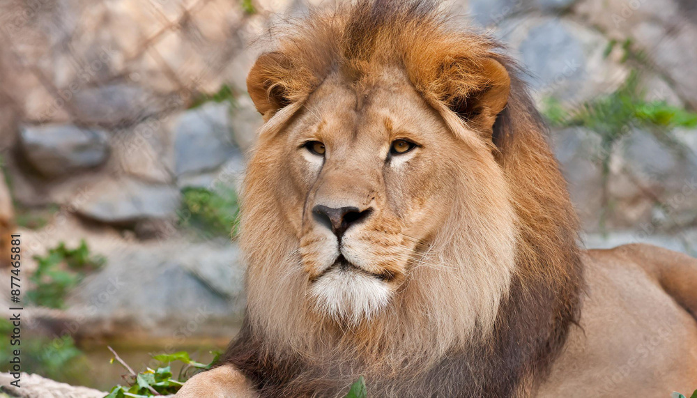 lion four and a half years old stands in front of a white backdrop lion four and a half years old stands in front of a white backdrop