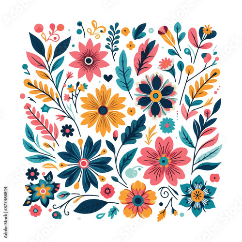 Floral Flower Corner Border, Decor Vintage Frame Vector.