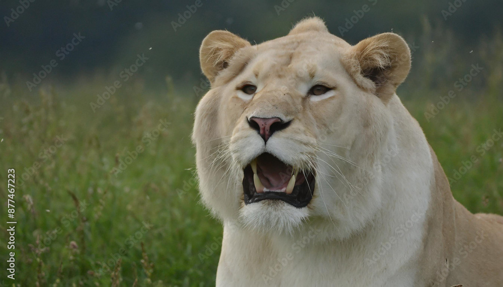 Lioness displays dangerous teeth during light Lioness displays dangerous teeth during light