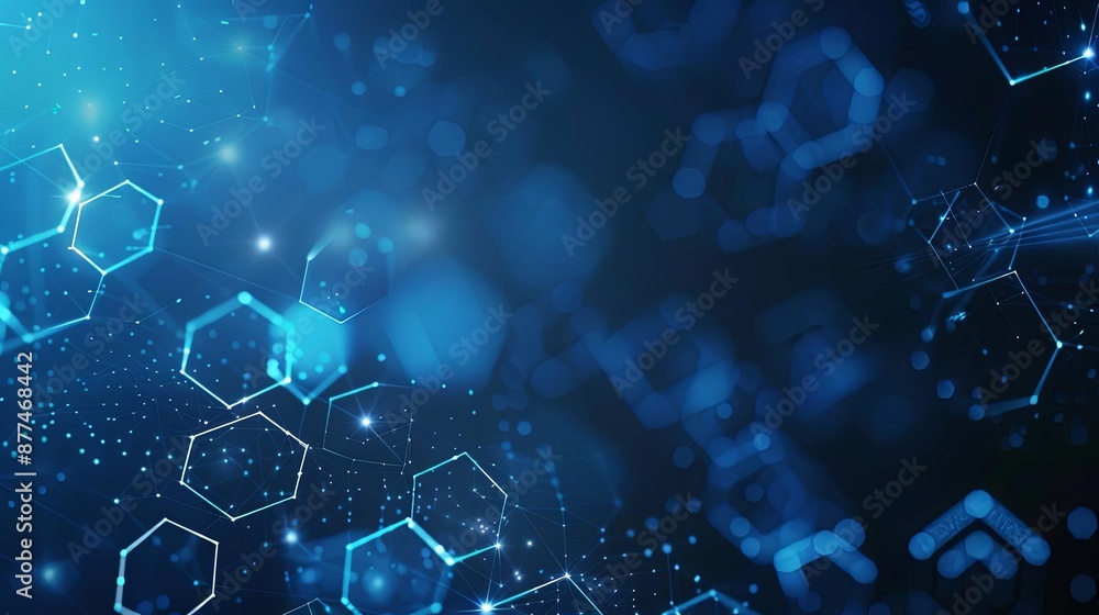 Abstract Blue Tech Background with Hexagonal Shapes and Light Effects Abstract Blue Tech Background with Hexagonal Shapes and Light Effects