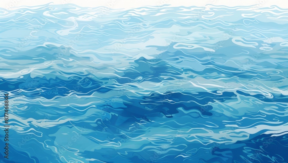 Abstract Blue Ocean Waves with Swirls and Wavy Patterns Abstract Blue Ocean Waves with Swirls and Wavy Patterns