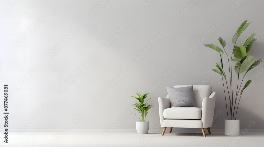 Minimalist Room with Green Plant Minimalist Room with Green Plant