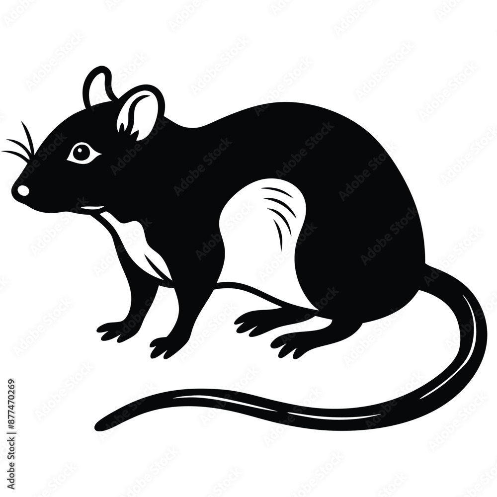 Obraz premium Rat Silhouette, Rat Isolated On White Background