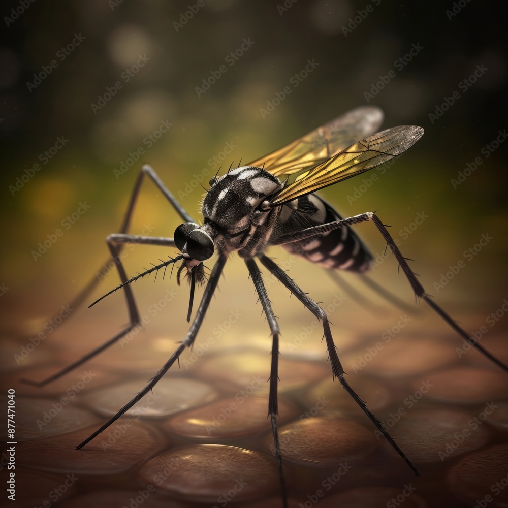Fototapeta premium tiger mosquito close up,generated with AI. High quality photo