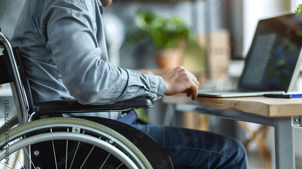 Fototapeta premium Technology for All: Person Utilizes Assistive Tools for Workplace Success