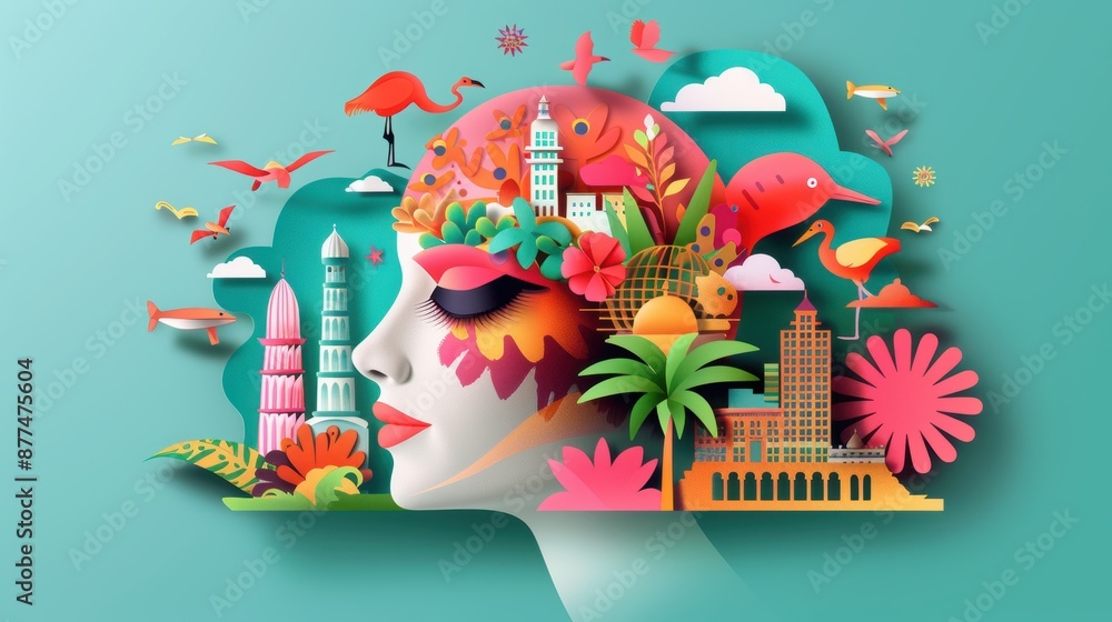 A creative illustration depicting the fusion of cultural diversity and ...