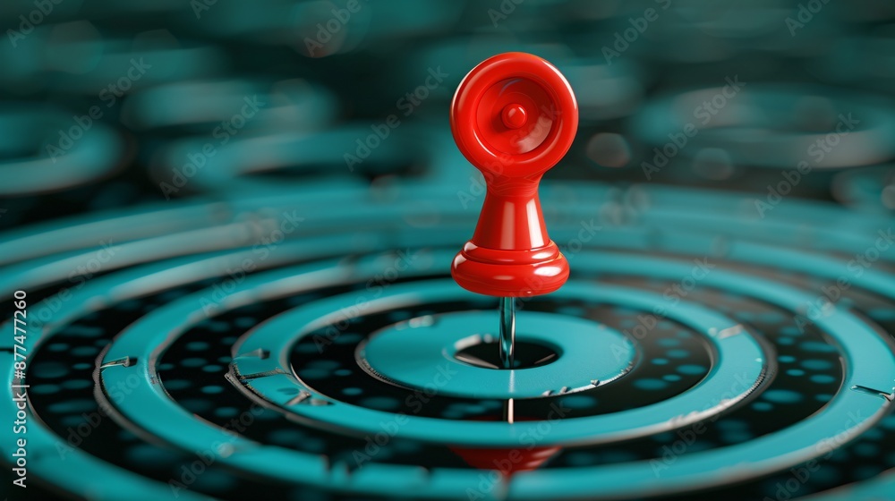 Red Pushpin On Blue Target. Red Pushpin On Blue Target.