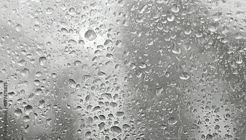 Raindrops hit the glass. with a blurry background of green forest - generative ai Raindrops hit the glass. with a blurry background of green forest - generative ai
