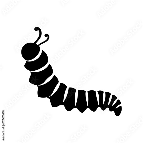 Caterpillar silhouette on white background. Caterpillar icon sign vector illustration design.