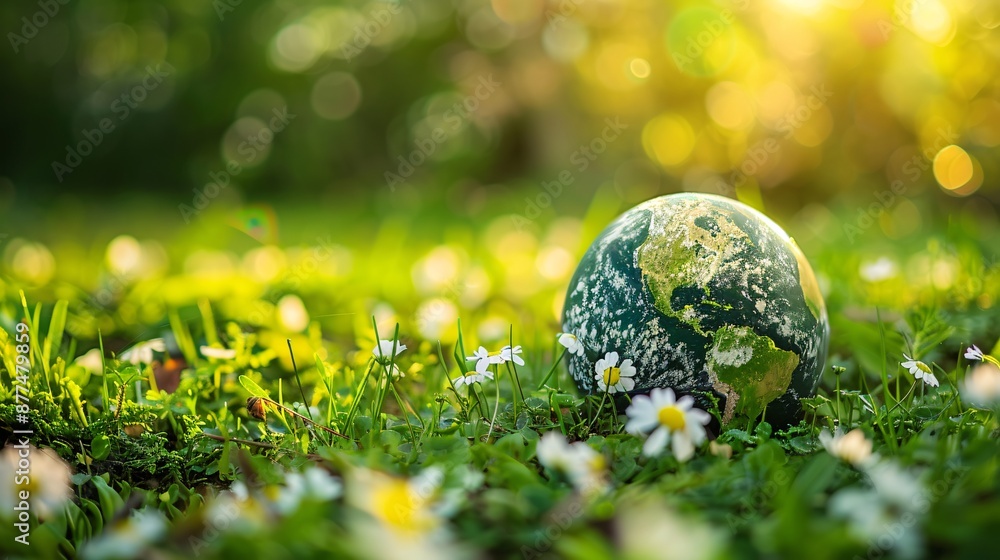 Earth Day Concept with Globe in Green Grass. Earth Day Concept with Globe in Green Grass.