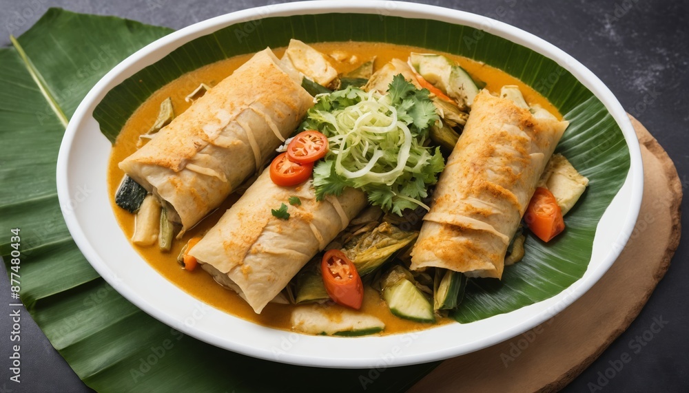 Aromatic curry wraps with fresh herbs and vegetables Aromatic curry wraps with fresh herbs and vegetables