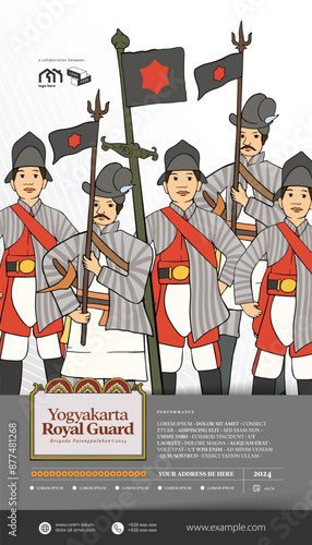 Yogyakarta Royal Guard Bregada Patangpuluhan hand drawn illustration photo