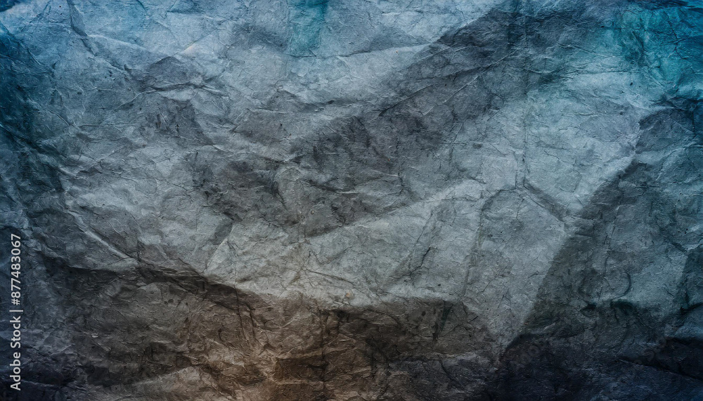 Fototapeta premium black crumpled paper texture blank dark background with creases