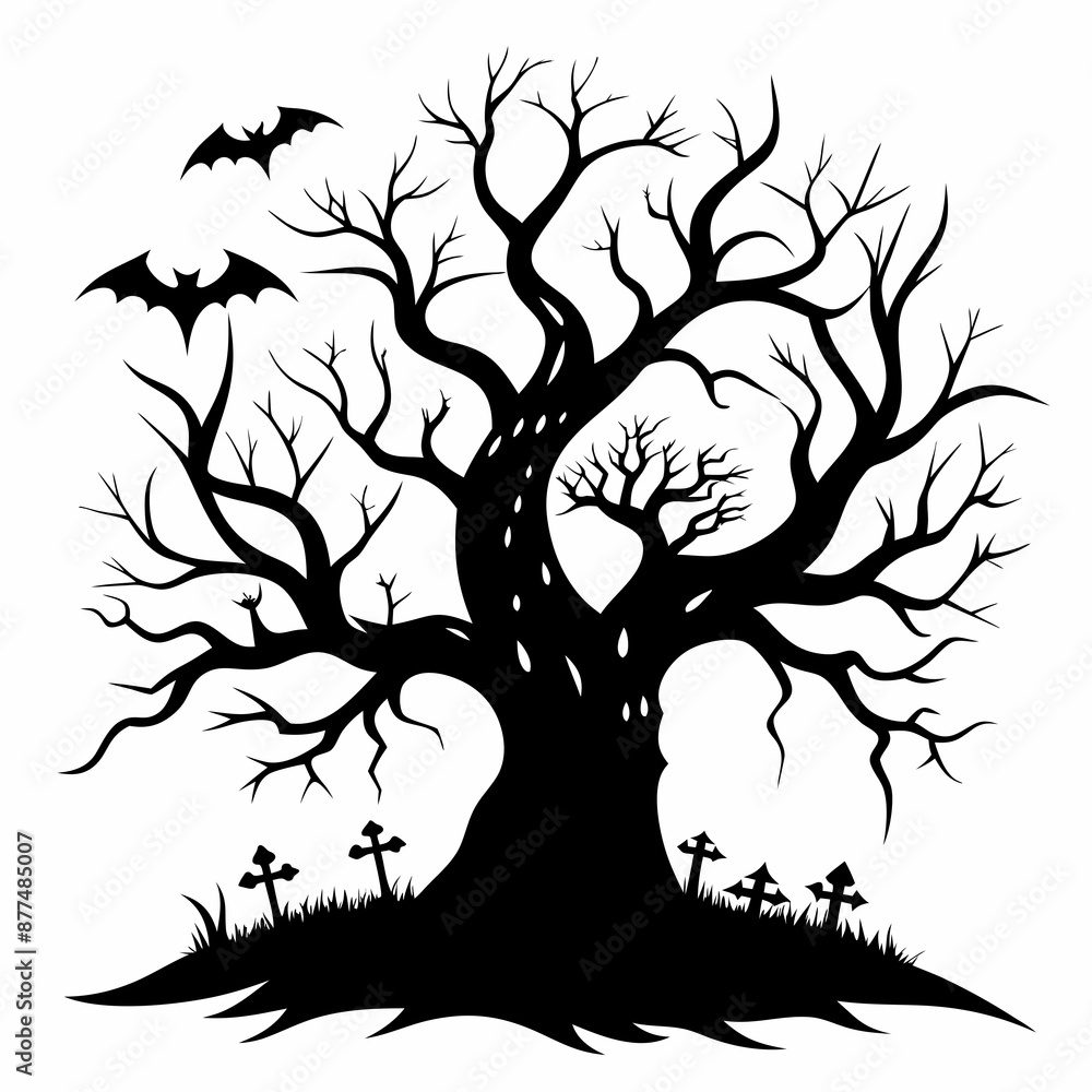 silhouette of a tree,gothic tree for Halloween vector silhouette of a tree,gothic tree for Halloween vector
