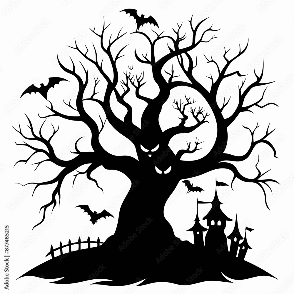 silhouette of a tree,gothic tree for Halloween vector silhouette of a tree,gothic tree for Halloween vector