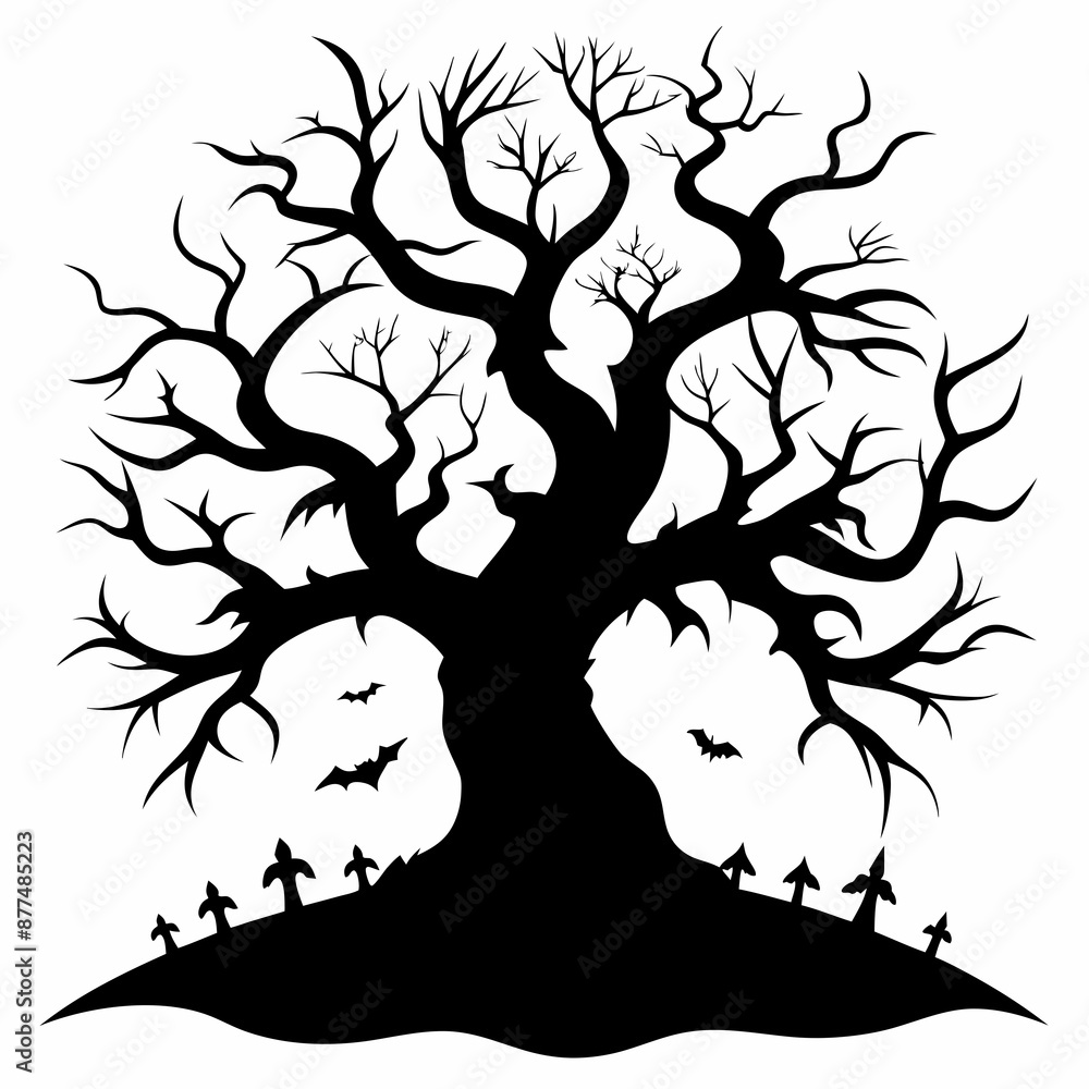 silhouette of a tree,gothic tree for Halloween vector silhouette of a tree,gothic tree for Halloween vector