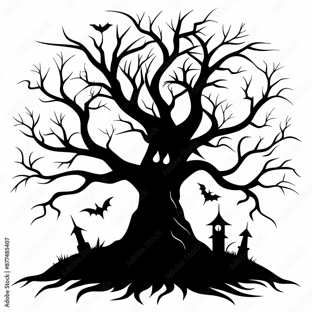 silhouette of a tree,gothic tree for Halloween vector silhouette of a tree,gothic tree for Halloween vector