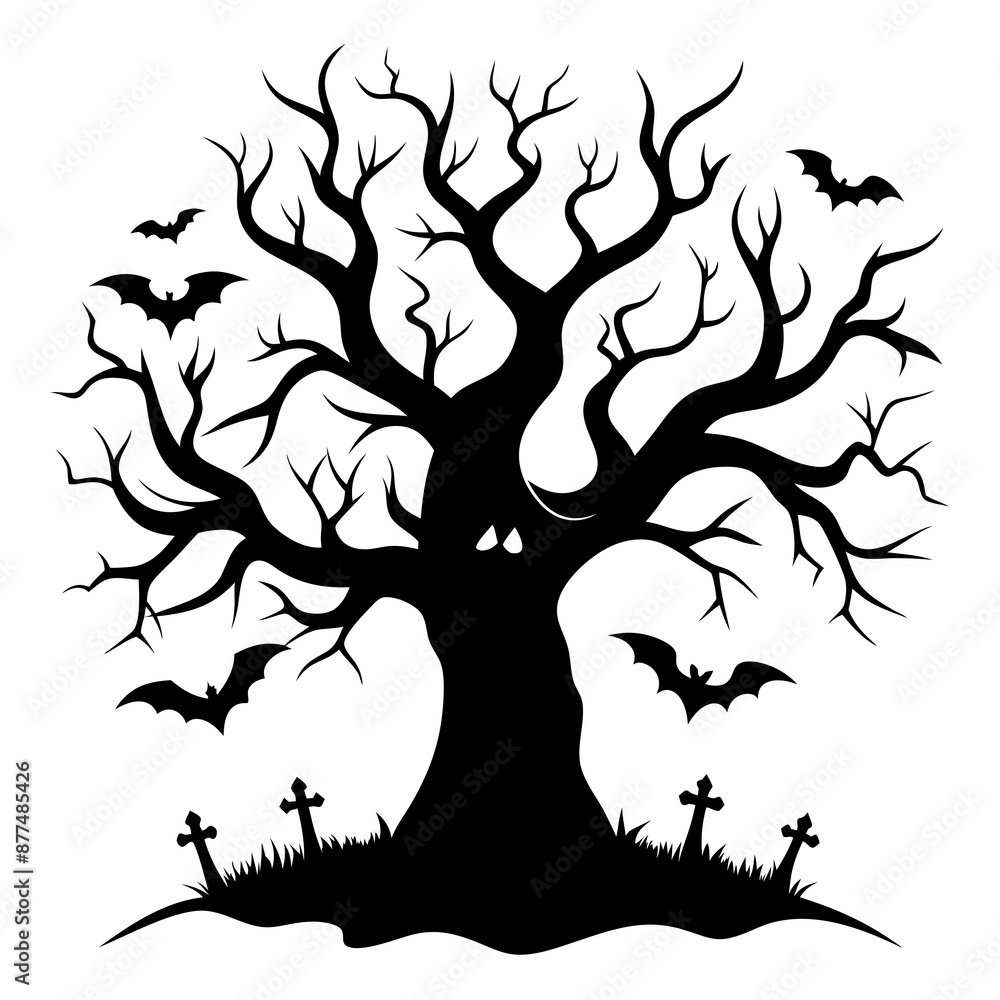 silhouette of a tree,gothic tree for Halloween vector silhouette of a tree,gothic tree for Halloween vector