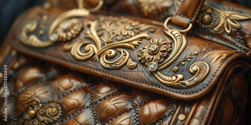 Luxurious Leather Handbag with Golden Accents, generative ai Luxurious Leather Handbag with Golden Accents, generative ai