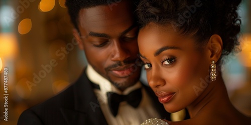 Sophisticated Indoor Elegance with African American Pair, generative ai