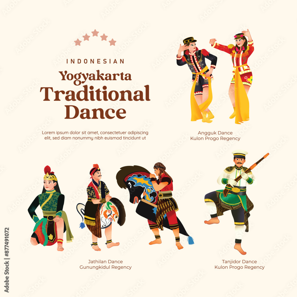 Fototapeta premium Isolated Indonesian culture Yogyakarta Dance illustration cell shaded style