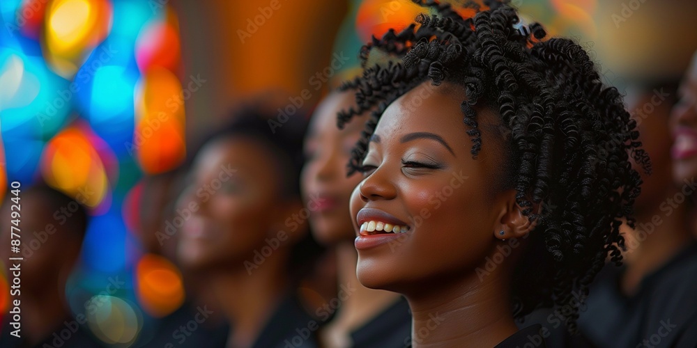 Dynamic Gospel Choir in Vibrant Modern Church, generative ai Dynamic Gospel Choir in Vibrant Modern Church, generative ai