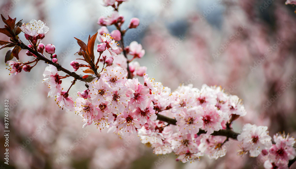 Garden peach flowers. Peach tree with pink flowers on a spring day. The concept of gardening, agriculture. Garden peach flowers. Peach tree with pink flowers on a spring day. The concept of gardening, agriculture.