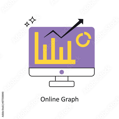 Online Graph vector Flat Design illustration. Symbol on White background EPS 10 File 