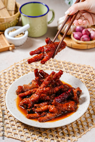 Spicy chicken feet or ceker ayam pedas with chili