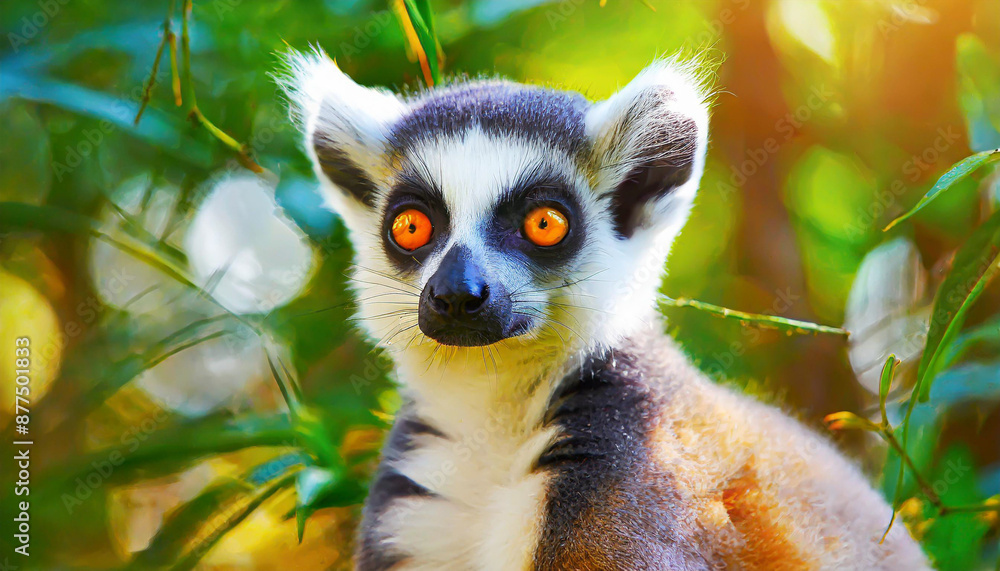 Fototapeta premium Lemur looking, Ring-tailed lemur Lemur catta wild portrait