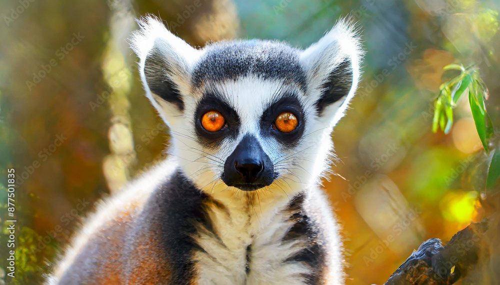 Obraz premium Lemur looking, Ring-tailed lemur Lemur catta wild portrait