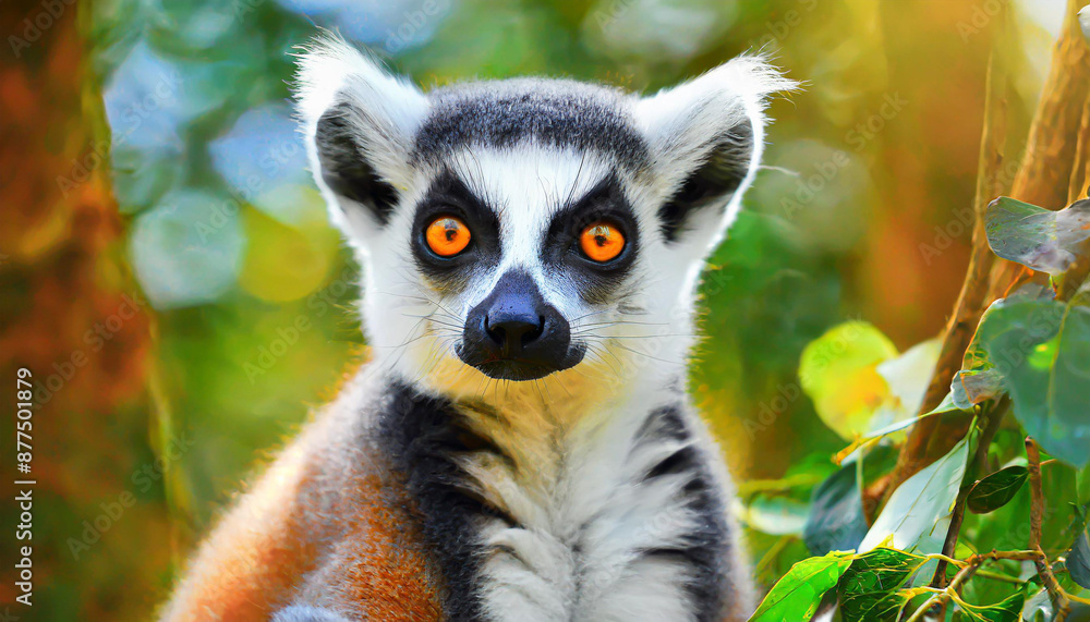 Lemur looking, Ring-tailed lemur Lemur catta wild portrait Lemur looking, Ring-tailed lemur Lemur catta wild portrait