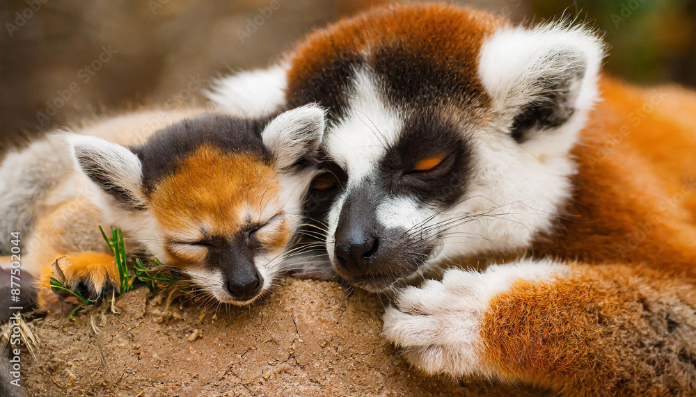 Obraz premium Lemur looking, Ring-tailed lemur Lemur catta wild portrait