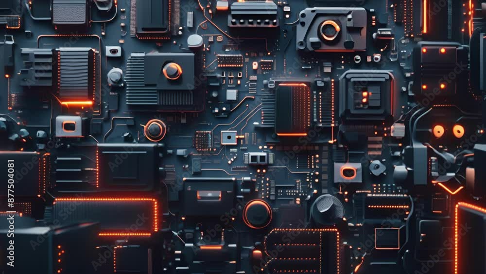 Electronic circuit board close up. Central Computer Processors CPU concept. Ai computer data center render. Generated video. Electronic circuit board close up. Central Computer Processors CPU concept. Ai computer data center render. Generated video.