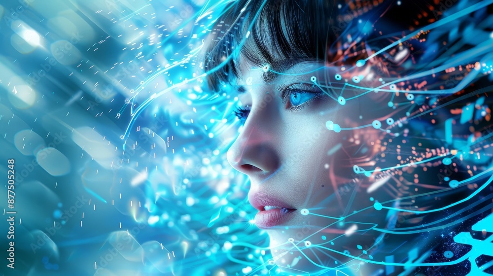 Empowering futuristic woman embodies female innovation and progress for a brighter tomorrow Empowering futuristic woman embodies female innovation and progress for a brighter tomorrow