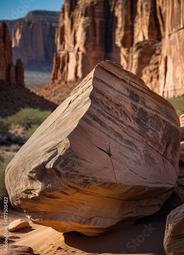 “Stratified Rock Formation in Desert Canyon