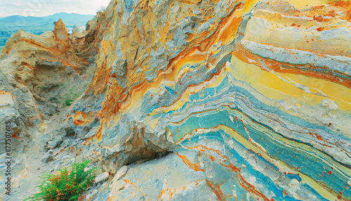 Rock layers - a colorful formations of rocks stacked over the hundreds of years. Interesting background with fascinating texture