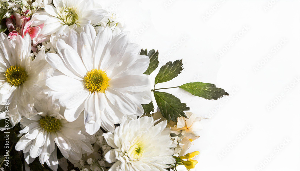 wild flowers on a white background with space for text. wild flowers on a white background with space for text.