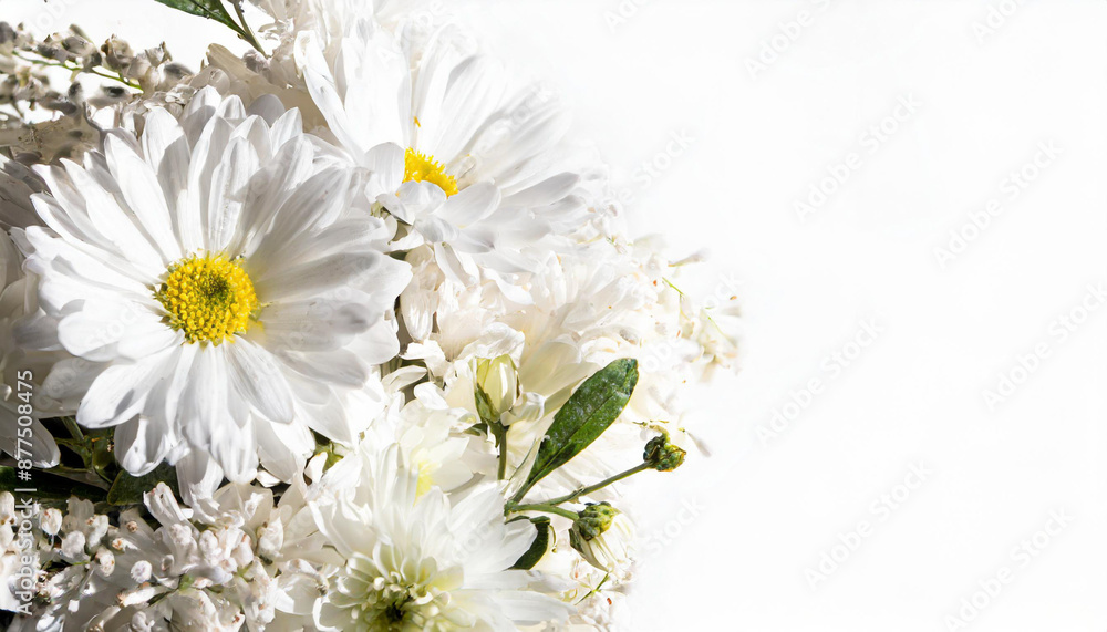 wild flowers on a white background with space for text. wild flowers on a white background with space for text.