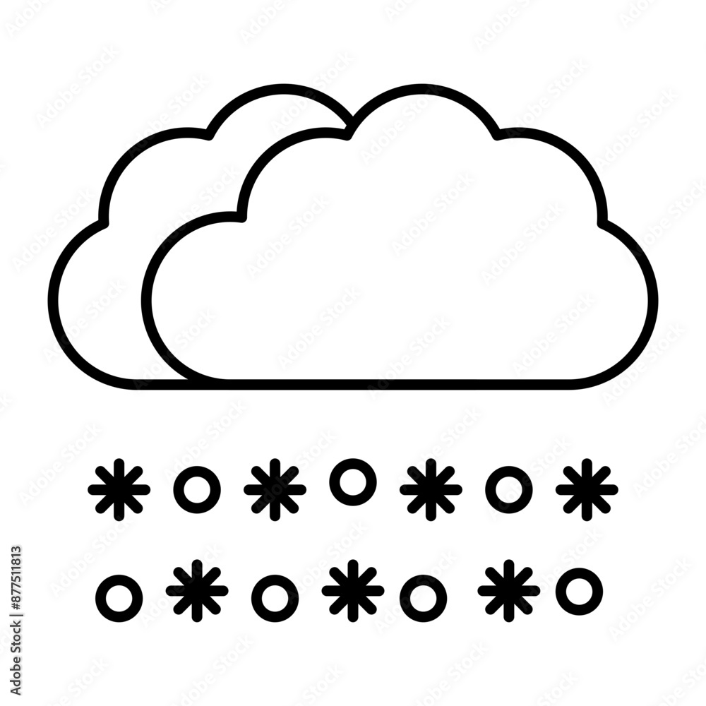 Snowing Vector Line Icon Snowing Vector Line Icon