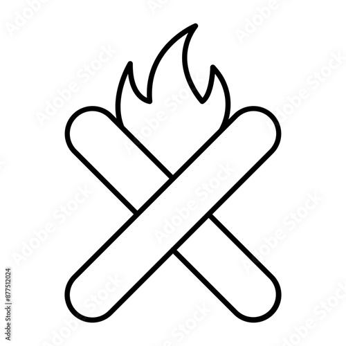 Bonfire Vector Line Icon