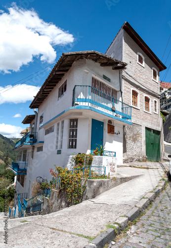 A typical cozy area in the town of Guapulo, Ecuador. This town is near by the capital Quito. Taken on a sunny morning.