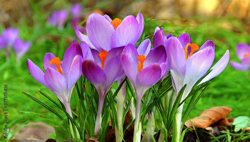 Spring purple crocus flower. Spring purple crocus flower.