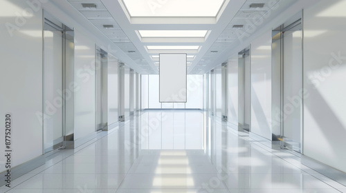 Wallpaper Mural A sleek, modern hallway flooded with natural light from large windows, evoking a sense of openness and architectural precision. Torontodigital.ca