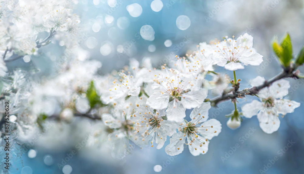 Spring. Blossoming tree brunch with white flowers Spring. Blossoming tree brunch with white flowers