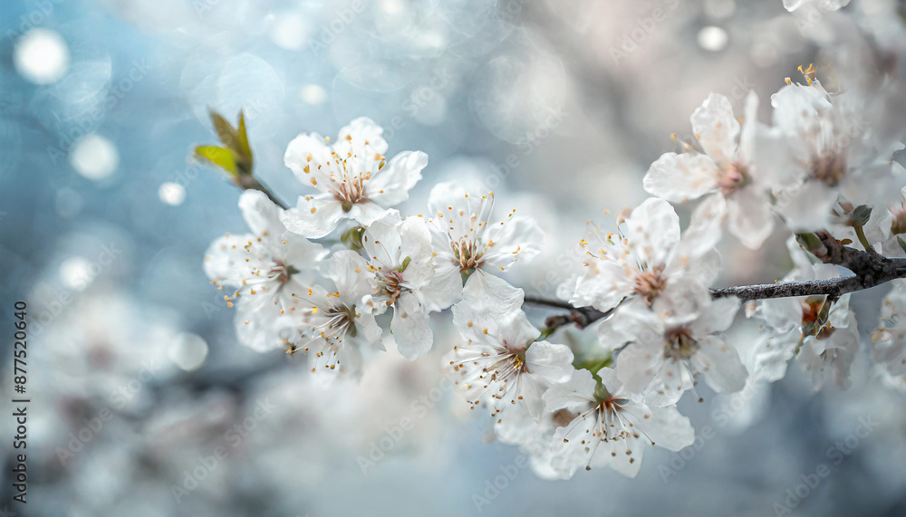 Spring. Blossoming tree brunch with white flowers Spring. Blossoming tree brunch with white flowers