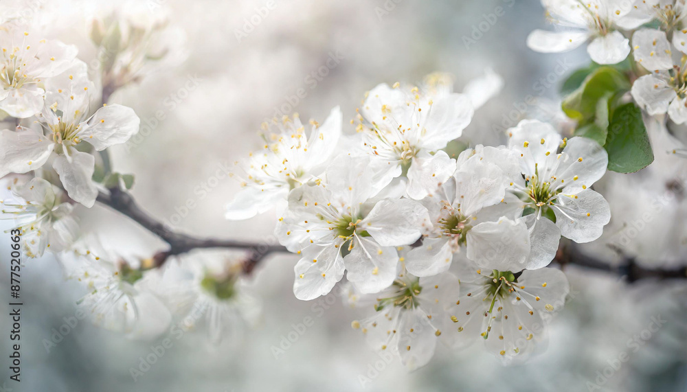 Spring. Blossoming tree brunch with white flowers Spring. Blossoming tree brunch with white flowers