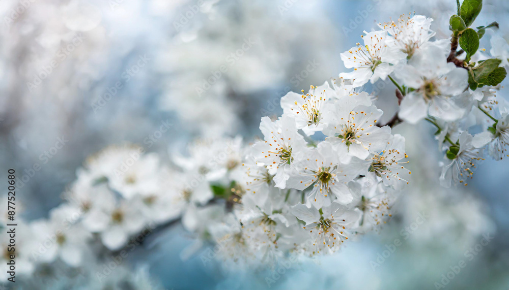 Spring. Blossoming tree brunch with white flowers Spring. Blossoming tree brunch with white flowers