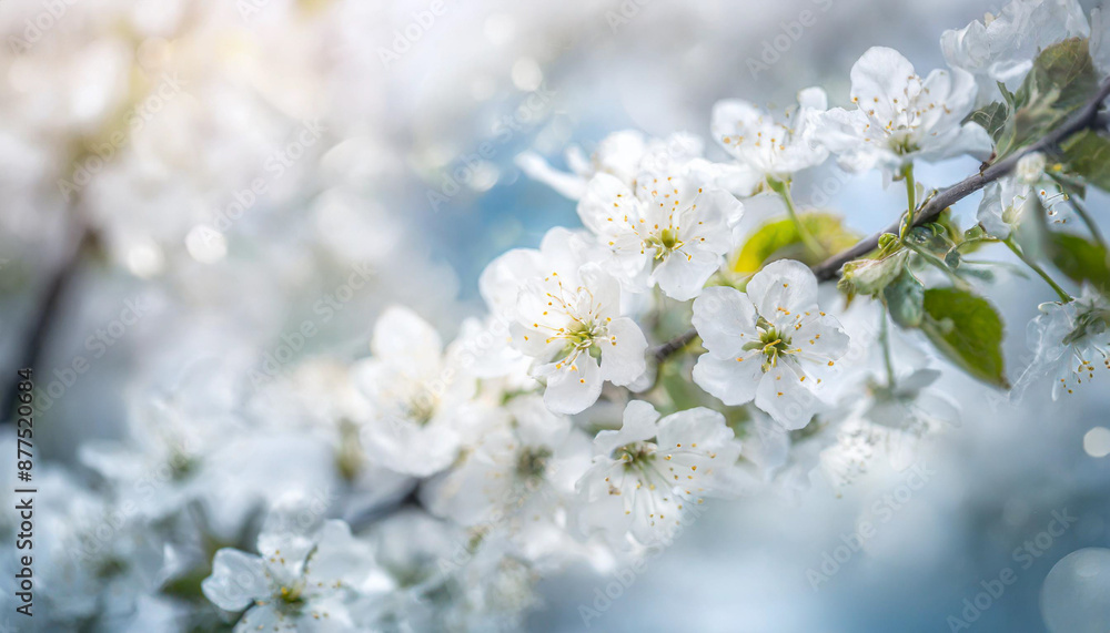 Spring. Blossoming tree brunch with white flowers Spring. Blossoming tree brunch with white flowers