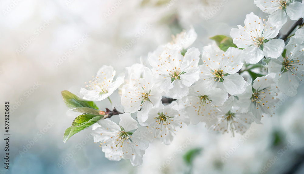 Spring. Blossoming tree brunch with white flowers Spring. Blossoming tree brunch with white flowers